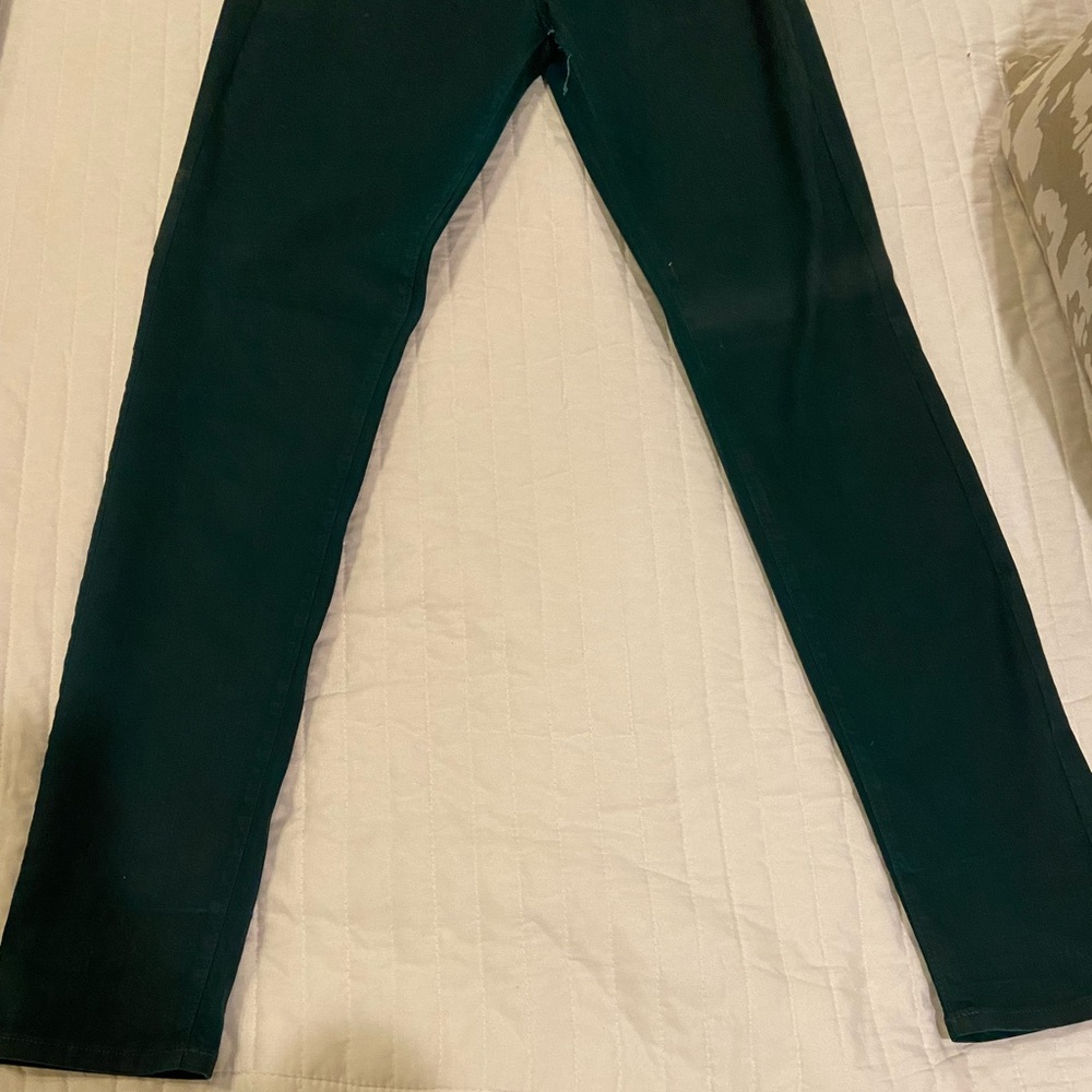 Dark Green Waxed skinny jeans